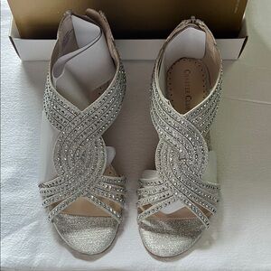 Charter Club Silver Embellished Heels new in box